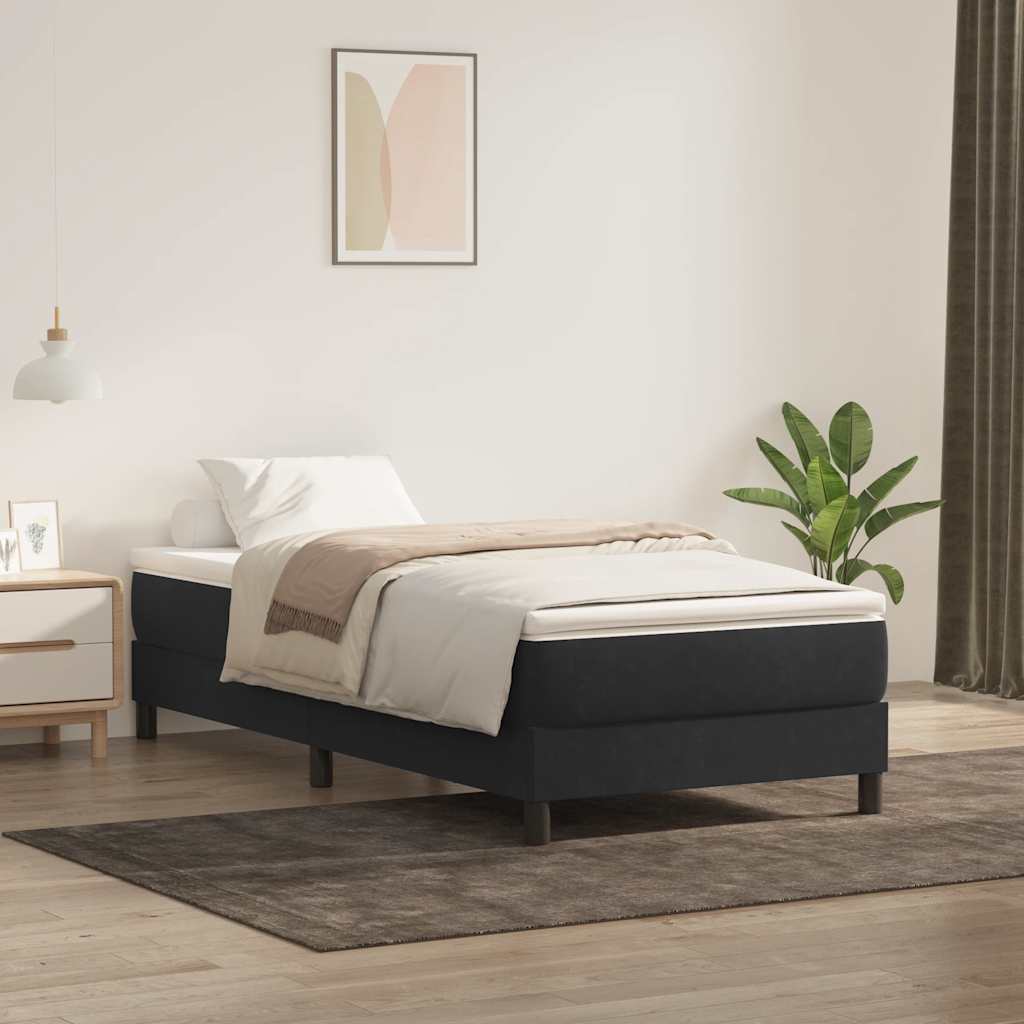 vidaXL Κρεβάτι Boxspring με Στρώμα Μαύρο 90x220 εκ. Βελούδινο