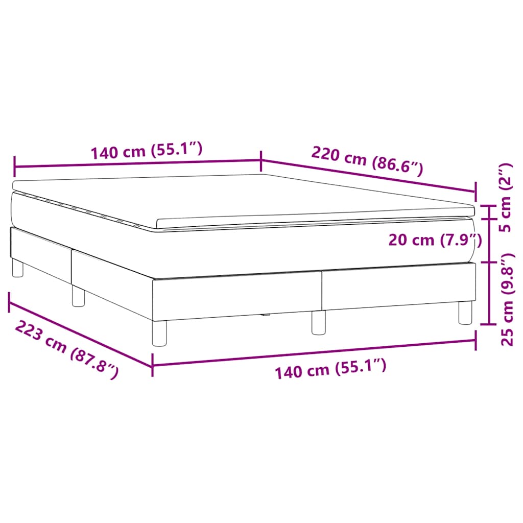 vidaXL Box Spring κρεβάτι με στρώμα σκούρο μπλε 140x220 cm Βελούδινο