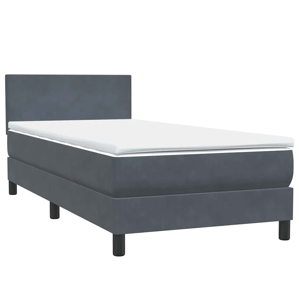 vidaXL Κρεβάτι Boxspring με Στρώμα Σκούρο Γκρι 90x210 εκ. Βελούδινο