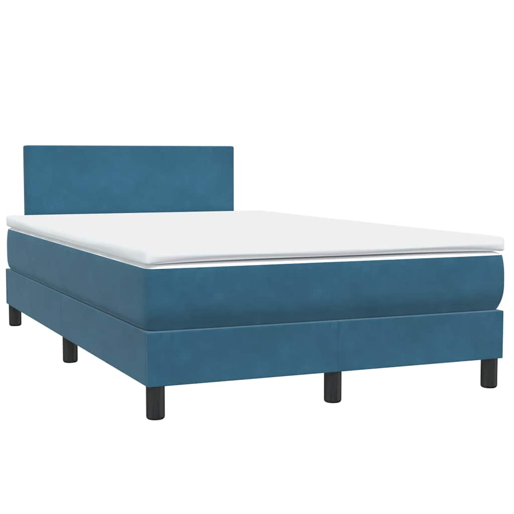 vidaXL Κρεβάτι Boxspring με Στρώμα Σκούρο Μπλε 120x210 εκ. Βελούδινο