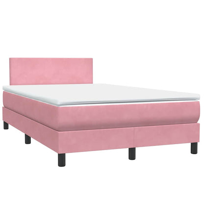 vidaXL Κρεβάτι Boxspring με Στρώμα Ροζ 120x210 εκ. Βελούδινο