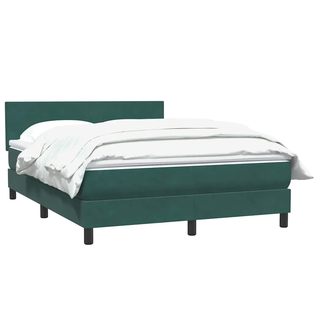 vidaXL Κρεβάτι Boxspring με Στρώμα Σκούρο Πράσινο 140x210εκ. Βελούδινο