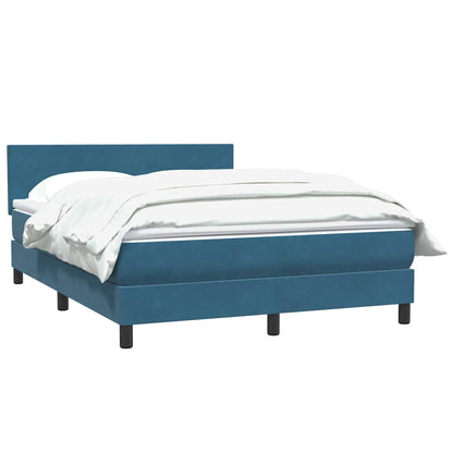 vidaXL Κρεβάτι Boxspring με Στρώμα Σκούρο Μπλε 140x210 εκ. Βελούδινο