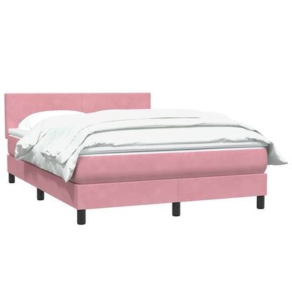 vidaXL Κρεβάτι Boxspring με Στρώμα Ροζ 140x210 εκ. Βελούδινο