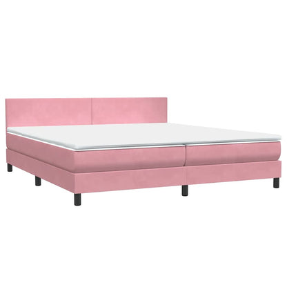 vidaXL Κρεβάτι Boxspring με Στρώμα Ροζ 180x210 εκ. Βελούδινο