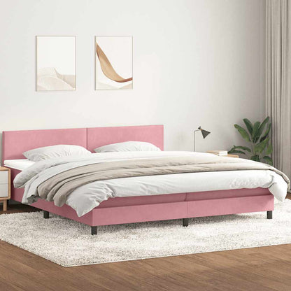 vidaXL Κρεβάτι Boxspring με Στρώμα Ροζ 180x210 εκ. Βελούδινο