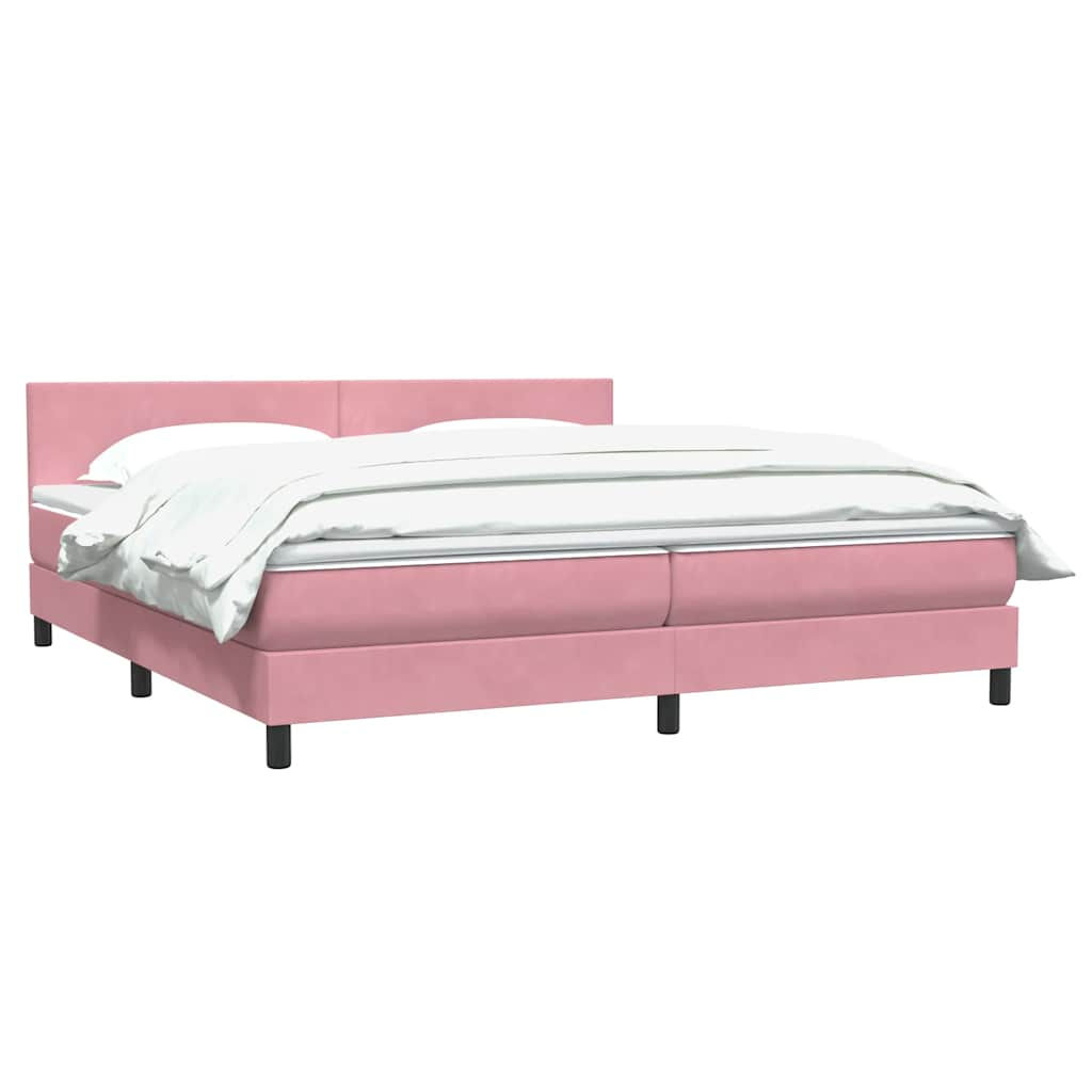 vidaXL Κρεβάτι Boxspring με Στρώμα Ροζ 180x210 εκ. Βελούδινο