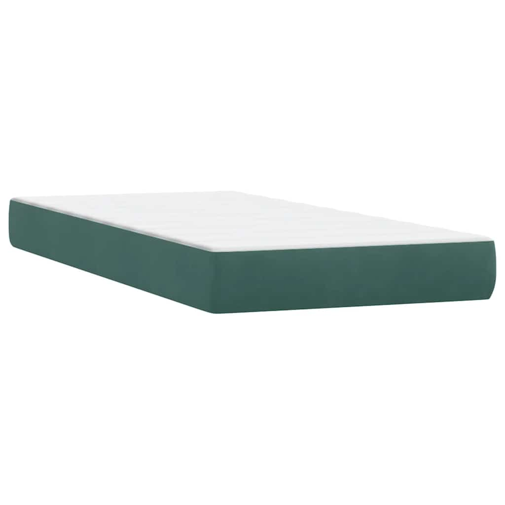 vidaXL Κρεβάτι Boxspring με Στρώμα Σκούρο Πράσινο 200x210εκ. Βελούδινο