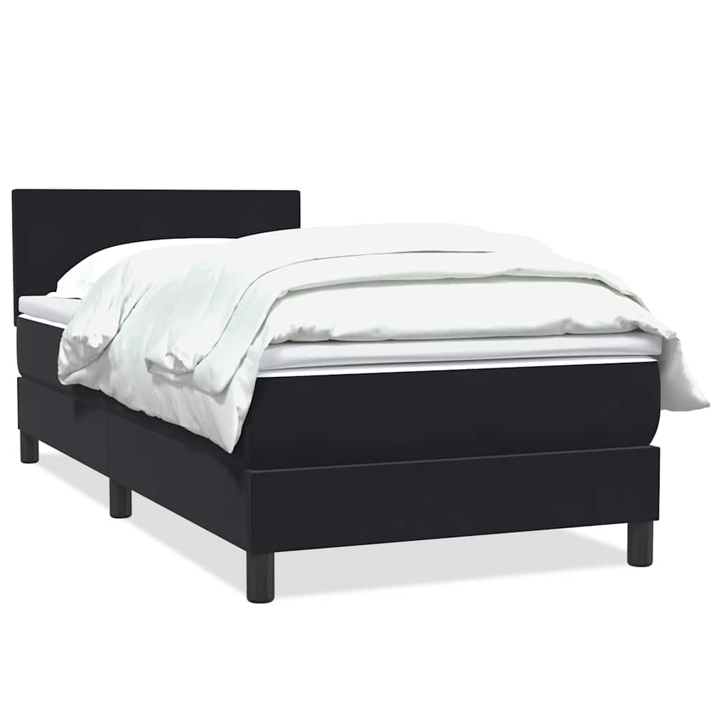 vidaXL Κρεβάτι Boxspring με Στρώμα Μαύρο 80x220 εκ. Βελούδινο