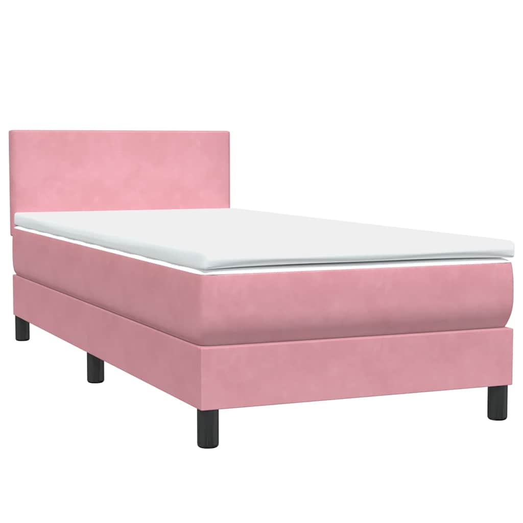 vidaXL Κρεβάτι Boxspring με Στρώμα Ροζ 80x220 εκ. Βελούδινο