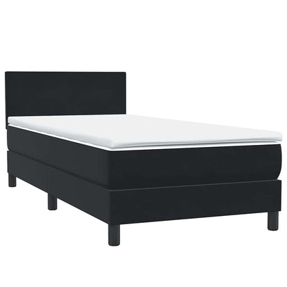 vidaXL Κρεβάτι Boxspring με Στρώμα Μαύρο 90x220 εκ. Βελούδινο