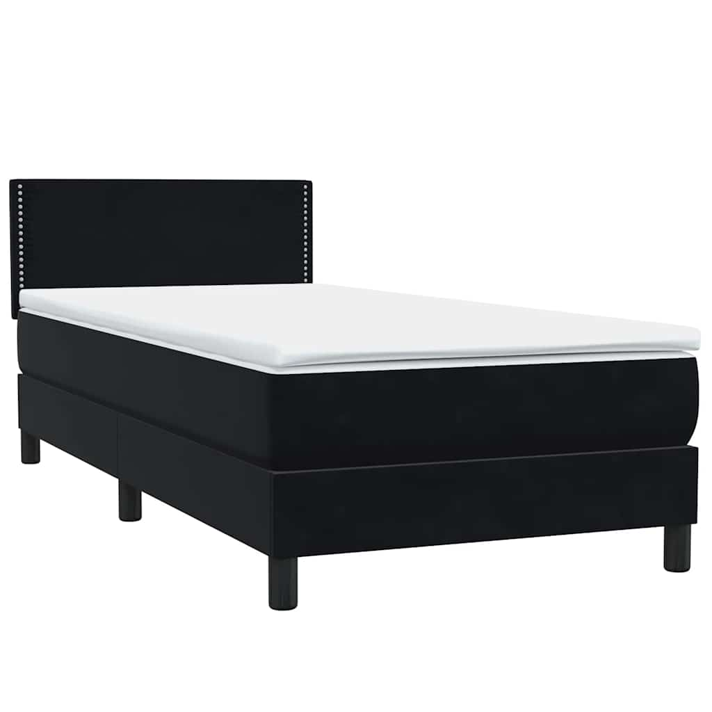 vidaXL Κρεβάτι Boxspring με Στρώμα Μαύρο 90x210 εκ. Βελούδινο