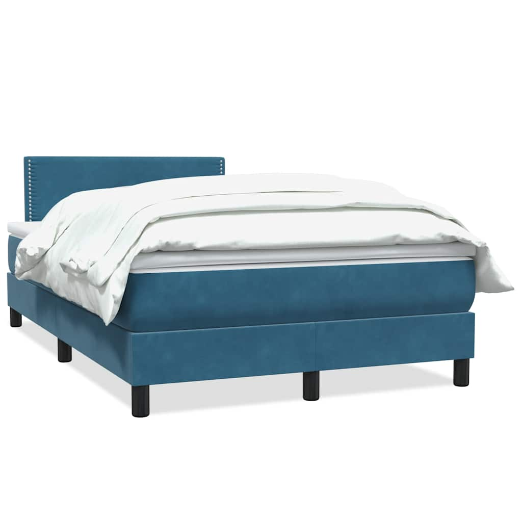 vidaXL Κρεβάτι Boxspring με Στρώμα Σκούρο Μπλε 120x210 εκ. Βελούδινο