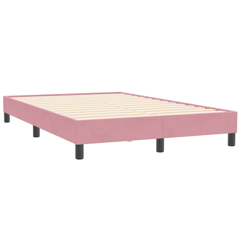 vidaXL Κρεβάτι Boxspring με Στρώμα Ροζ 120x210 εκ. Βελούδινο