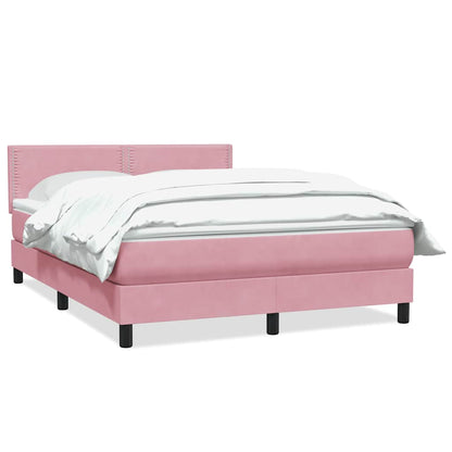 vidaXL Κρεβάτι Boxspring με Στρώμα Ροζ 140x210 εκ. Βελούδινο