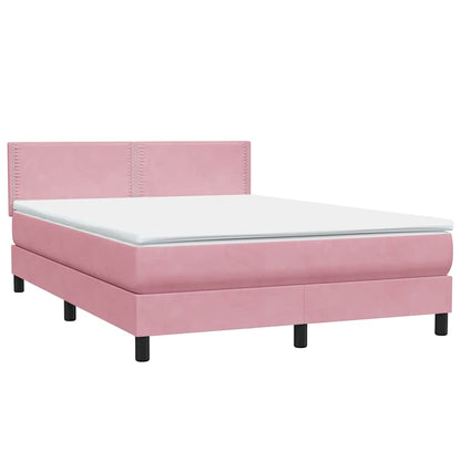 vidaXL Κρεβάτι Boxspring με Στρώμα Ροζ 160x210 εκ. Βελούδινο