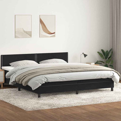 vidaXL Κρεβάτι Boxspring με Στρώμα Μαύρο 180x210 εκ. Βελούδινο