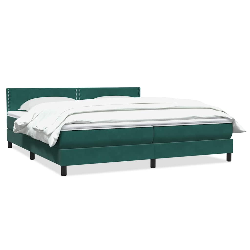 vidaXL Κρεβάτι Boxspring με Στρώμα Σκούρο Πράσινο 180x210εκ. Βελούδινο