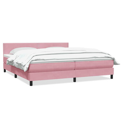 vidaXL Κρεβάτι Boxspring με Στρώμα Ροζ 180x210 εκ. Βελούδινο