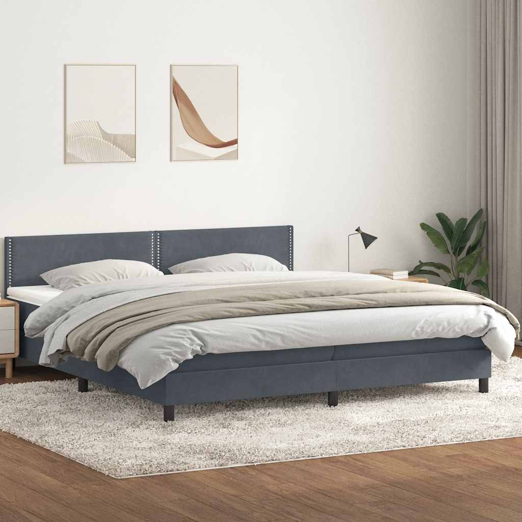 vidaXL Κρεβάτι Boxspring με Στρώμα Σκούρο Γκρι 200x210 εκ. Βελούδινο