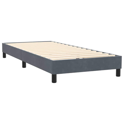 vidaXL Κρεβάτι Boxspring με Στρώμα Σκούρο Γκρι 90x220 εκ. Βελούδινο