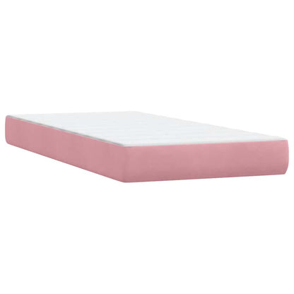 vidaXL Κρεβάτι Boxspring με Στρώμα Ροζ 100x210 εκ. Βελούδινο