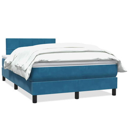 vidaXL Κρεβάτι Boxspring με Στρώμα Σκούρο Μπλε 120x210 εκ. Βελούδινο