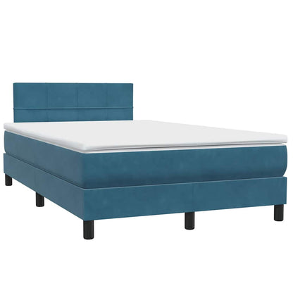 vidaXL Κρεβάτι Boxspring με Στρώμα Σκούρο Μπλε 120x210 εκ. Βελούδινο