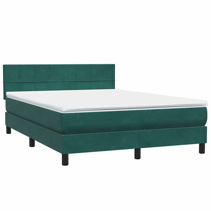 vidaXL Κρεβάτι Boxspring με Στρώμα Σκούρο Πράσινο 140x210εκ. Βελούδινο