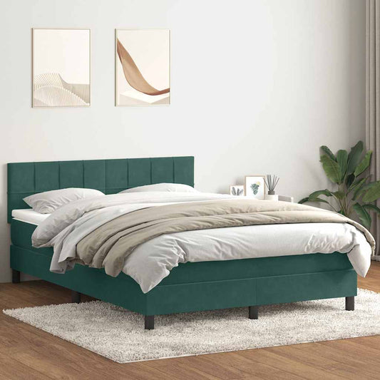 vidaXL Κρεβάτι Boxspring με Στρώμα Σκούρο Πράσινο 160x210εκ. Βελούδινο