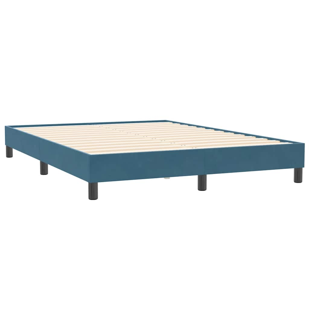 vidaXL Κρεβάτι Boxspring με Στρώμα Σκούρο Μπλε 160x210 εκ. Βελούδινο