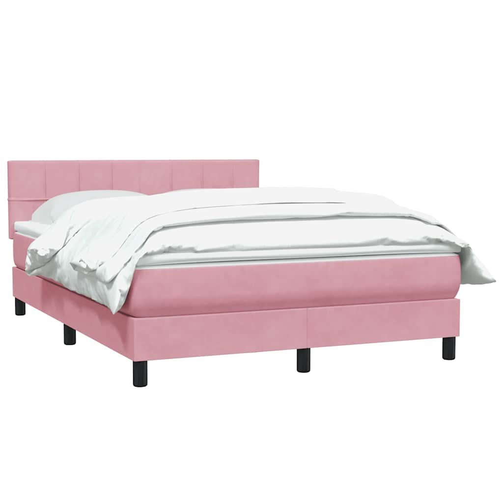 vidaXL Κρεβάτι Boxspring με Στρώμα Ροζ 160x210 εκ. Βελούδινο