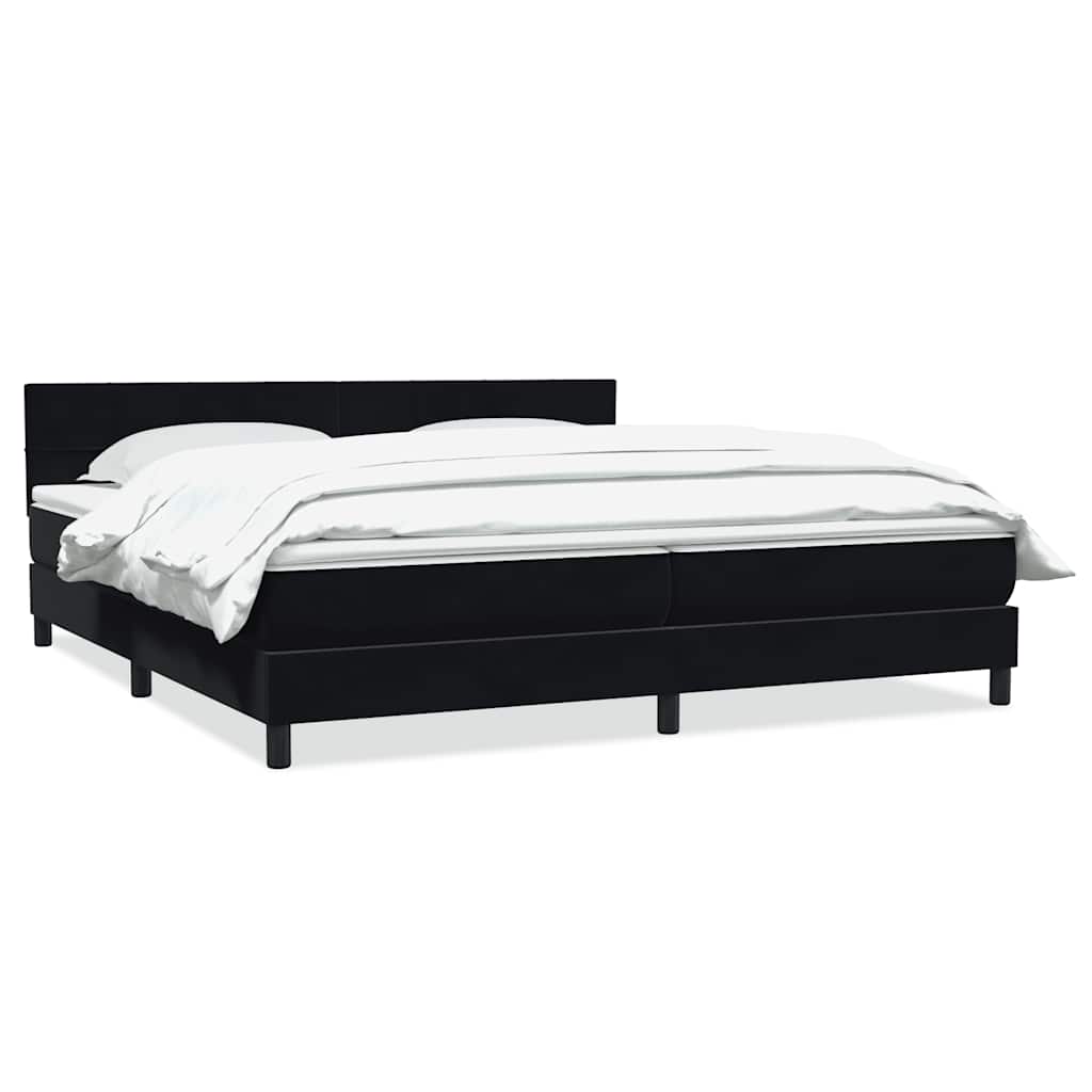 vidaXL Κρεβάτι Boxspring με Στρώμα Μαύρο 180x210 εκ. Βελούδινο