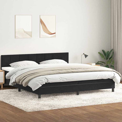 vidaXL Κρεβάτι Boxspring με Στρώμα Μαύρο 180x210 εκ. Βελούδινο