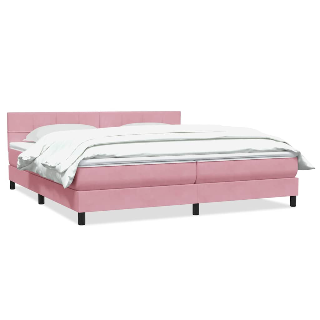 vidaXL Κρεβάτι Boxspring με Στρώμα Ροζ 180x210 εκ. Βελούδινο