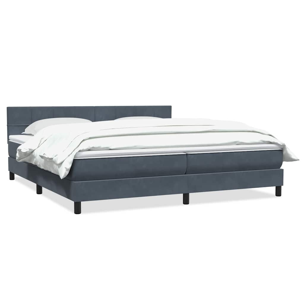 vidaXL Κρεβάτι Boxspring με Στρώμα Σκούρο Γκρι 200x210 εκ. Βελούδινο