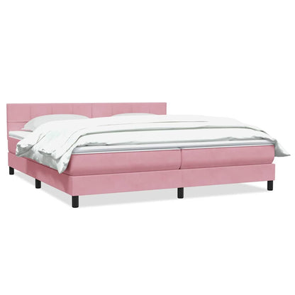 vidaXL Κρεβάτι Boxspring με Στρώμα Ροζ 200x210 εκ. Βελούδινο