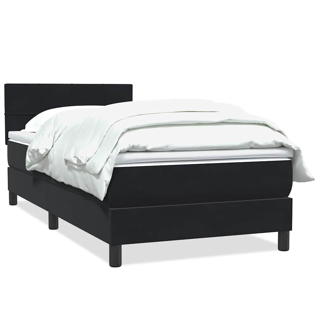 vidaXL Κρεβάτι Boxspring με Στρώμα Μαύρο 80x220 εκ. Βελούδινο