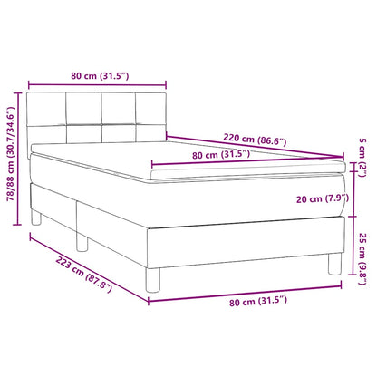 vidaXL Κρεβάτι Boxspring με Στρώμα Μαύρο 80x220 εκ. Βελούδινο