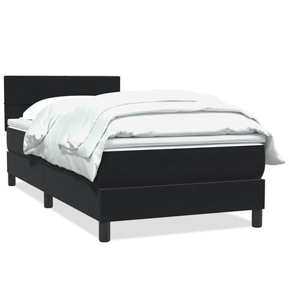 vidaXL Κρεβάτι Boxspring με Στρώμα Μαύρο 90x220 εκ. Βελούδινο