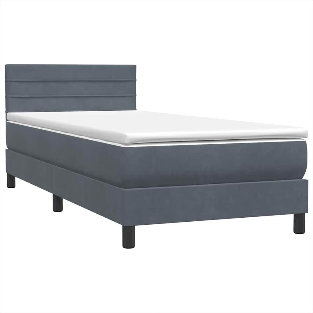 vidaXL Box Spring Κρεβάτι με στρώμα Σκούρο γκρι 80x210 εκ. Βελούδινο