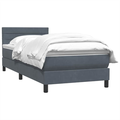 vidaXL Κρεβάτι Boxspring με Στρώμα Σκούρο Γκρι 90x210 εκ. Βελούδινο