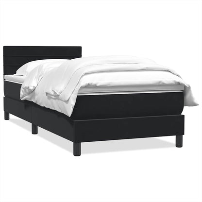 vidaXL Κρεβάτι Boxspring με Στρώμα Μαύρο 90x210 εκ. Βελούδινο