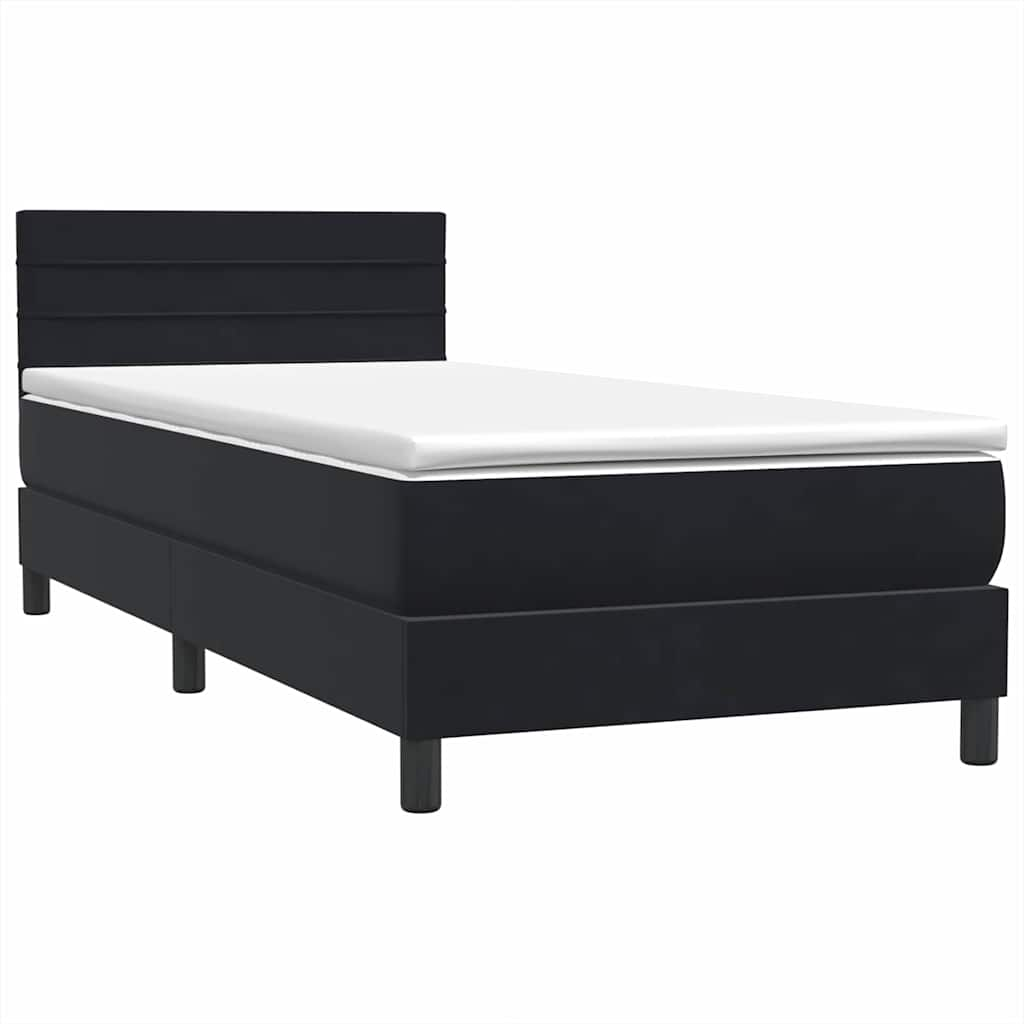 vidaXL Κρεβάτι Boxspring με Στρώμα Μαύρο 90x210 εκ. Βελούδινο