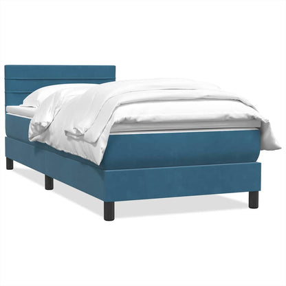 vidaXL Κρεβάτι Boxspring με Στρώμα Σκούρο Μπλε 100x210 εκ. Βελούδινο