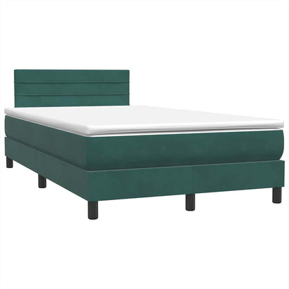 vidaXL Κρεβάτι Boxspring με Στρώμα Σκούρο Πράσινο 120x210εκ. Βελούδινο