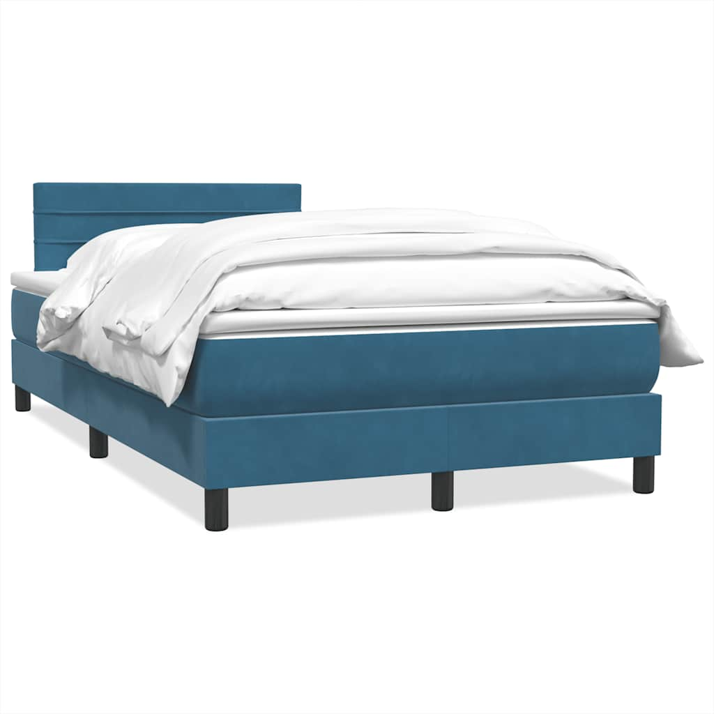 vidaXL Κρεβάτι Boxspring με Στρώμα Σκούρο Μπλε 120x210 εκ. Βελούδινο