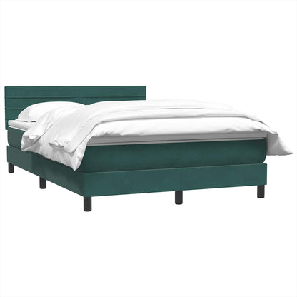 vidaXL Κρεβάτι Boxspring με Στρώμα Σκούρο Πράσινο 140x210εκ. Βελούδινο