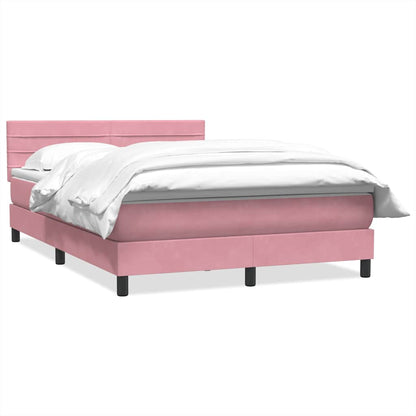 vidaXL Κρεβάτι Boxspring με Στρώμα Ροζ 140x210 εκ. Βελούδινο