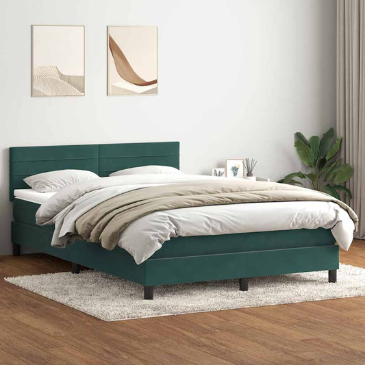 vidaXL Κρεβάτι Boxspring με Στρώμα Σκούρο Πράσινο 160x210εκ. Βελούδινο